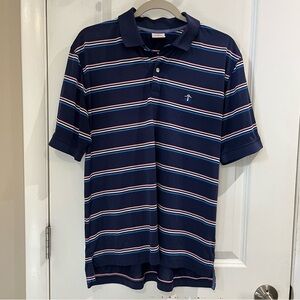 Brooks Brothers Performance Polo Original Fit Sz M Navy/Pink Stripe Lightweight